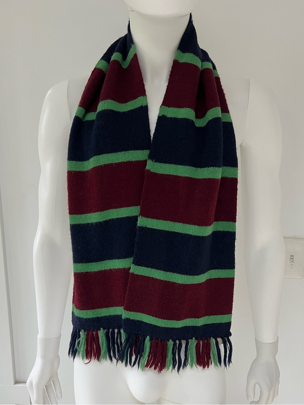 Wool blend Made in England Striped Knit Scarf vintage ,56”x8.5”
